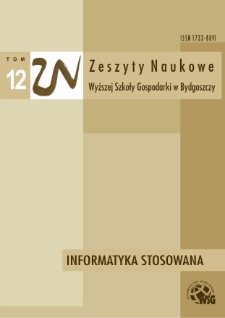 Zeszyty Naukowe Wyższej Szkoły Gospodarki w Bydgoszczy. T. 12 (2011), Informatyka Stosowana Nr 4