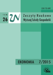Zeszyty Naukowe Wyższej Szkoły Gospodarki w Bydgoszczy. T. 26 (2015), Ekonomia, Nr 7