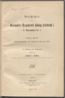 Geschichte des Grenadier-Regiments König Friedrich I. (4. Ostpreußischen) Nr. 5 Bd. 1, Stammgeschichte und Zeitraum 1626 bis 1713