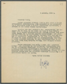 Odpowiedź na list sekretarza generalnego Związku Artystów Scen Polskich, dotyczącego propozycji nadania Karolowi Poznańskiemu tytułu honorowego członka Związku