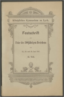 Festschrift zur Feier des 300-jährigen Bestehens am 28., 29. Und 30. 1887. Teil II