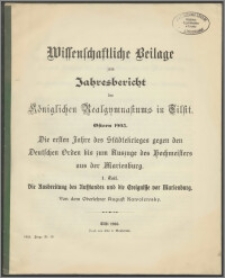 Wiessenschaftliche Beilage zum Jahresbericht des Königlichen Realgymnasiums zu Tilsit. Ostern 1903
