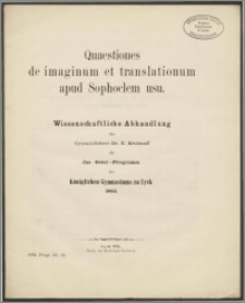 Quaestiones de imaginum et translationum apud Sophoclem usu