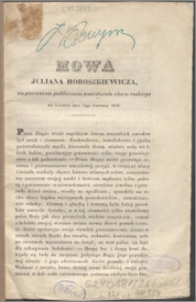 Mowa Juliana Horoszkiewicza na pierwszym publicznem posiedzeniu zboru ruskiego we Lwowie dnia 15go Czerwca 1848