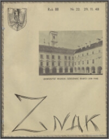 Znak : dwutygodnik katolicko-społeczny 1948, R. 3 nr 22