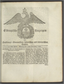 Elbingische Anzeigen von Handlungs- ökonomischen- historischen und litterarischen Sachen. LVIstes Stück. Montag den 10ten December 1787