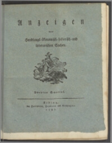 Elbingische Anzeigen von Handlungs- ökonomischen- historischen und litterarischen Sachen. Istes Stück. Donnerstag den 3ten Januar, 1788