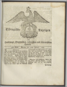 Elbingische Anzeigen von Handlungs- ökonomischen- historischen und litterarischen Sachen. 4tes Stück. Montag den 12ten Januar, 1789