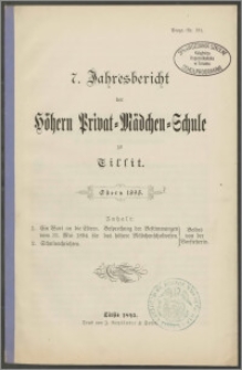 7. Jahresbericht der Höhern Privat-Mädchen-Schule‏ zu Tilsit. Ostern 1895