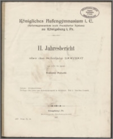 Königliches Hufengymnasium i. E. (Reformgymnasium nach Frankfurter System) zu Königsberg i. Pr. II. Jahresbericht über das Schuljahr 1906/1907