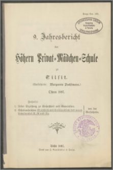 9. Jahresbericht der Höhern Privat-Mädchen-Schule‏ zu Tilsit. Ostern 1897