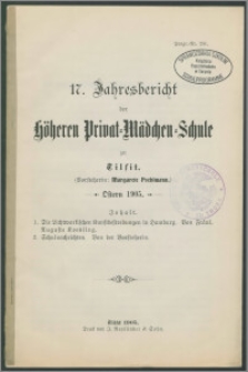 17. Jahresbericht der Höhern Privat-Mädchen-Schule‏ zu Tilsit. Ostern 1905