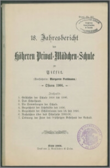 18. Jahresbericht der Höhern Privat-Mädchen-Schule‏ zu Tilsit. Ostern 1906