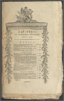 Jahrbücher der preußischen Monarchie unter der Regierung Friedrich Wilhelms des Dritten / J. F. Unger. Jg. 1798 Bd. 3 Oktober