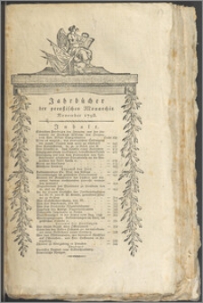 Jahrbücher der preußischen Monarchie unter der Regierung Friedrich Wilhelms des Dritten / J. F. Unger. Jg. 1798 Bd. 3 November
