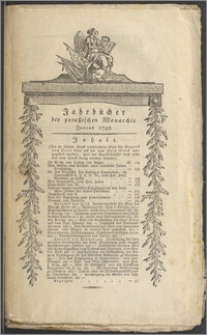 Jahrbücher der preußischen Monarchie unter der Regierung Friedrich Wilhelms des Dritten / J. F. Unger. Jg. 1799 Bd. 2 Junius