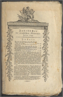 Jahrbücher der preußischen Monarchie unter der Regierung Friedrich Wilhelms des Dritten / J. F. Unger. Jg. 1798 Bd. 2 Julius