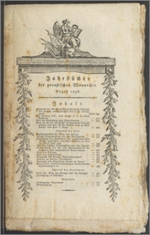 Jahrbücher der preußischen Monarchie unter der Regierung Friedrich Wilhelms des Dritten / J. F. Unger. Jg. 1799 Bd. 2 Augustus