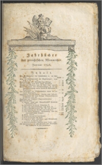 Jahrbücher der preußischen Monarchie unter der Regierung Friedrich Wilhelms des Dritten / J. F. Unger. Jg. 1798 Bd. 1 Januar