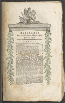 Jahrbücher der preußischen Monarchie unter der Regierung Friedrich Wilhelms des Dritten / J. F. Unger. Jg. 1798 Bd. 1 Februar
