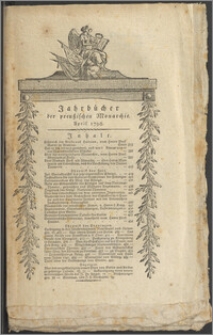 Jahrbücher der preußischen Monarchie unter der Regierung Friedrich Wilhelms des Dritten / J. F. Unger. Jg. 1798 Bd. 1 April
