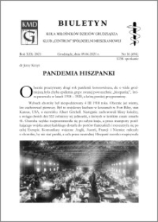 Biuletyn Koła Miłośników Dziejów Grudziądza 2021, Rok XIX nr 16 (694) : Pandemia hiszpanki