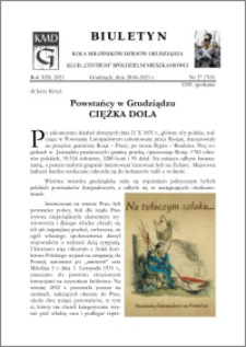 Biuletyn Koła Miłośników Dziejów Grudziądza 2021, Rok XIX nr 27 (705) : Powstańcy w Grudziądzu ciężka dola