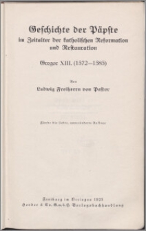 Geschichte der Päpste im Zeitalter der katholischen Reformation und Restauration : Gregor XIII. (1572-1585)