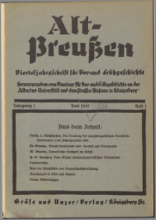 Altpreussen : Vierteljahrschrift für Vor- und Frühgeschichte 1935 Jg. 1 H. 1