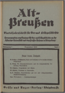 Altpreussen : Vierteljahrschrift für Vor- und Frühgeschichte 1935 Jg. 1 H. 3