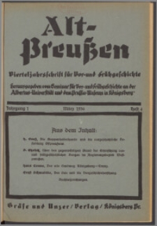 Altpreussen : Vierteljahrschrift für Vor- und Frühgeschichte 1936 Jg. 1 H. 4