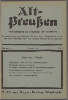 Altpreussen : Vierteljahrschrift für Vor- und Frühgeschichte 1936 Jg. 2 H. 1