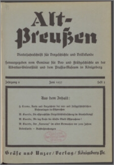 Altpreussen : Vierteljahrschrift für Vor- und Frühgeschichte 1937 Jg. 2 H. 3