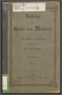 Beiträge zur Kunde von Masuren 1895 Jg.1 Bd. 1