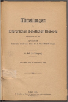 Mitteilungen der Litterarischen Gesellschaft Masovia 1926 Jg. 31 H. 31