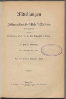 Mitteilungen der Litterarischen Gesellschaft Masovia 1902 Jg. 8 H. 8