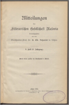 Mitteilungen der Litterarischen Gesellschaft Masovia 1903 Jg. 9 H. 9