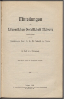 Mitteilungen der Litterarischen Gesellschaft Masovia 1906 Jg. 11 H. 11