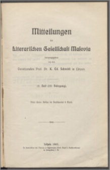 Mitteilungen der Litterarischen Gesellschaft Masovia 1907 Jg. 12 H. 12