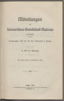 Mitteilungen der Litterarischen Gesellschaft Masovia 1909 Jg. 14 H. 14