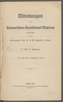 Mitteilungen der Litterarischen Gesellschaft Masovia 1914 Jg. 19 H. 19