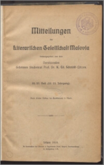 Mitteilungen der Litterarischen Gesellschaft Masovia 1919 Jg. 22/23 H. 22/23