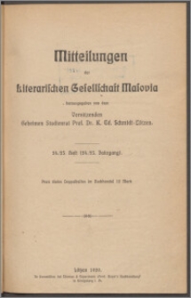 Mitteilungen der Litterarischen Gesellschaft Masovia 1920 Jg. 24/25 H. 24/25