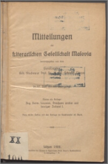 Mitteilungen der Litterarischen Gesellschaft Masovia 1922 Jg. 26/27 H. 26/27