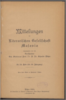 Mitteilungen der Litterarischen Gesellschaft Masovia 1924 Jg. 28/29 H. 28/29