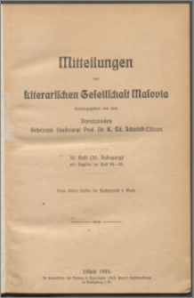 Mitteilungen der Litterarischen Gesellschaft Masovia 1925 Jg. 30 H. 30
