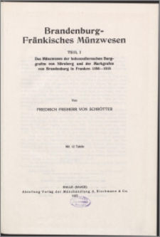 Brandenburg-Fränkisches Münzwesen T. 1-2