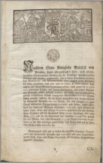 [Incipit:] Nachdem Seine Königliche Majestät von Preußen, Unser allergnädigster Herr, nach Höchstderoselben Weltbekannten Vorsorge für die Wohlfahrt Höchstderoselben Staaten und Länder-, angemerket, wie in denen Preußischen Landen, das Manufactur Und Fabriquenwersen zwar möglich guten Fortgang bis hiezu gewonnen, doch aber noch ein vieles, zu dessen besserer Aufnahme und Vergrößerung beyzutragen nöthig, auch gegen die in Anno 1727. gefertigten Tücher- und Zeugmacherwaaren viele andere Gattungen fortmehro allhier gemacht werden... ; Privelegium und Gilde Brief der Tuchmacher in Westpreussen ausgeferliget für das Gewerck in der Koeniglichen Preussischen Stadt Graudentz...