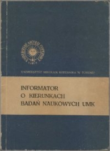 Informator o kierunkach badań naukowych UMK