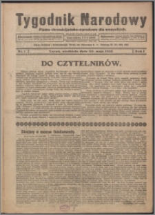 Tygodnik Narodowy : pismo chrześcijańsko-narodowe dla wszystkich 1923.05.27, R. 1 nr 2